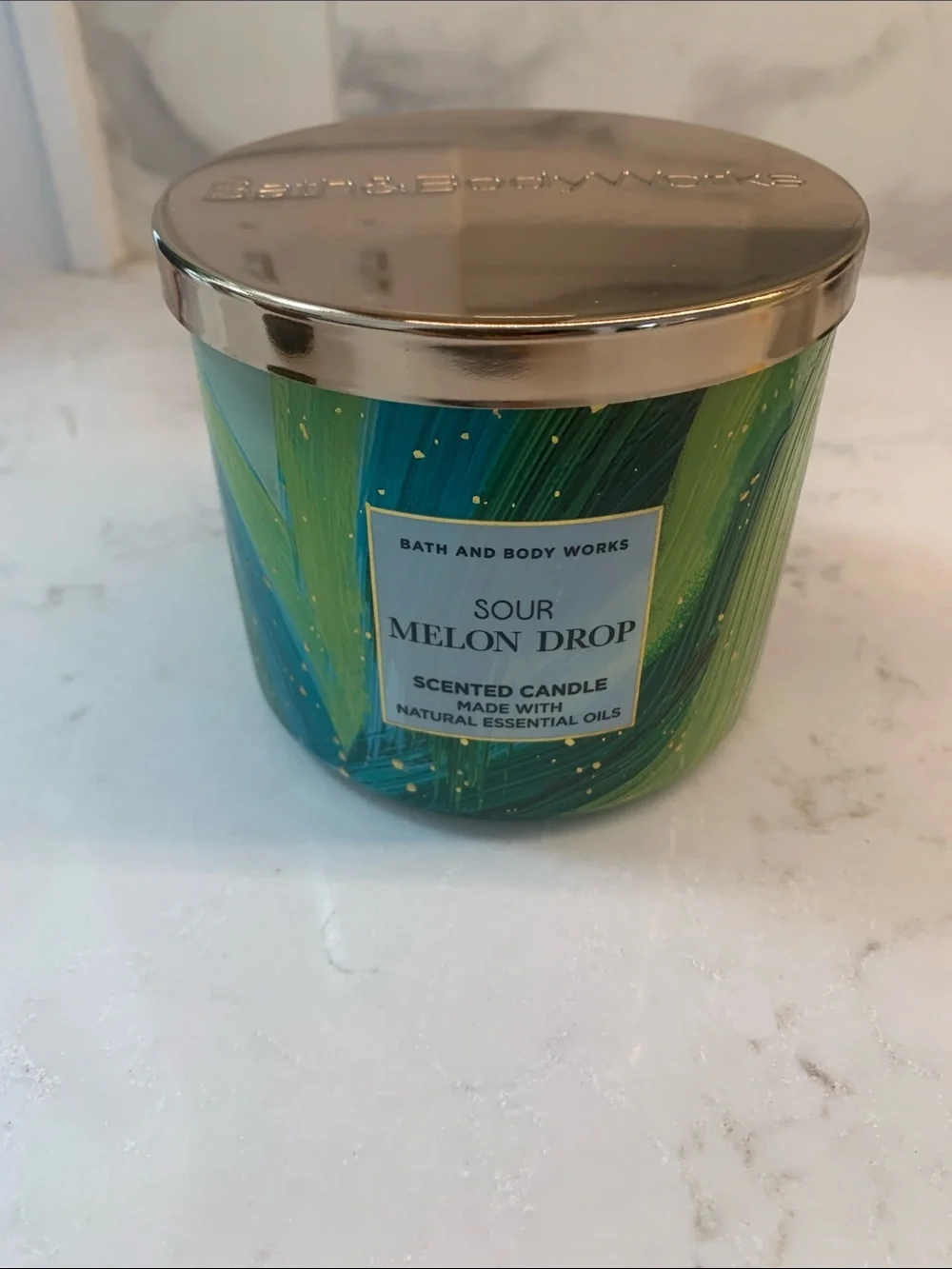 NEW Bath & Body Works Sour Melon Drop Scented Candle - Green & Gold​